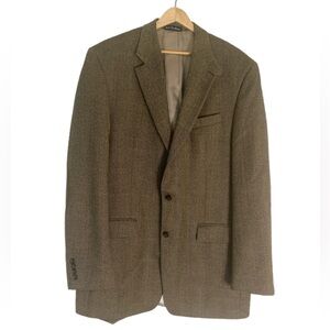 Lauren Ralph Lauren Mens Wool Tweed Sport Coat Blazer 44‎ XL Brown Elbow Patch